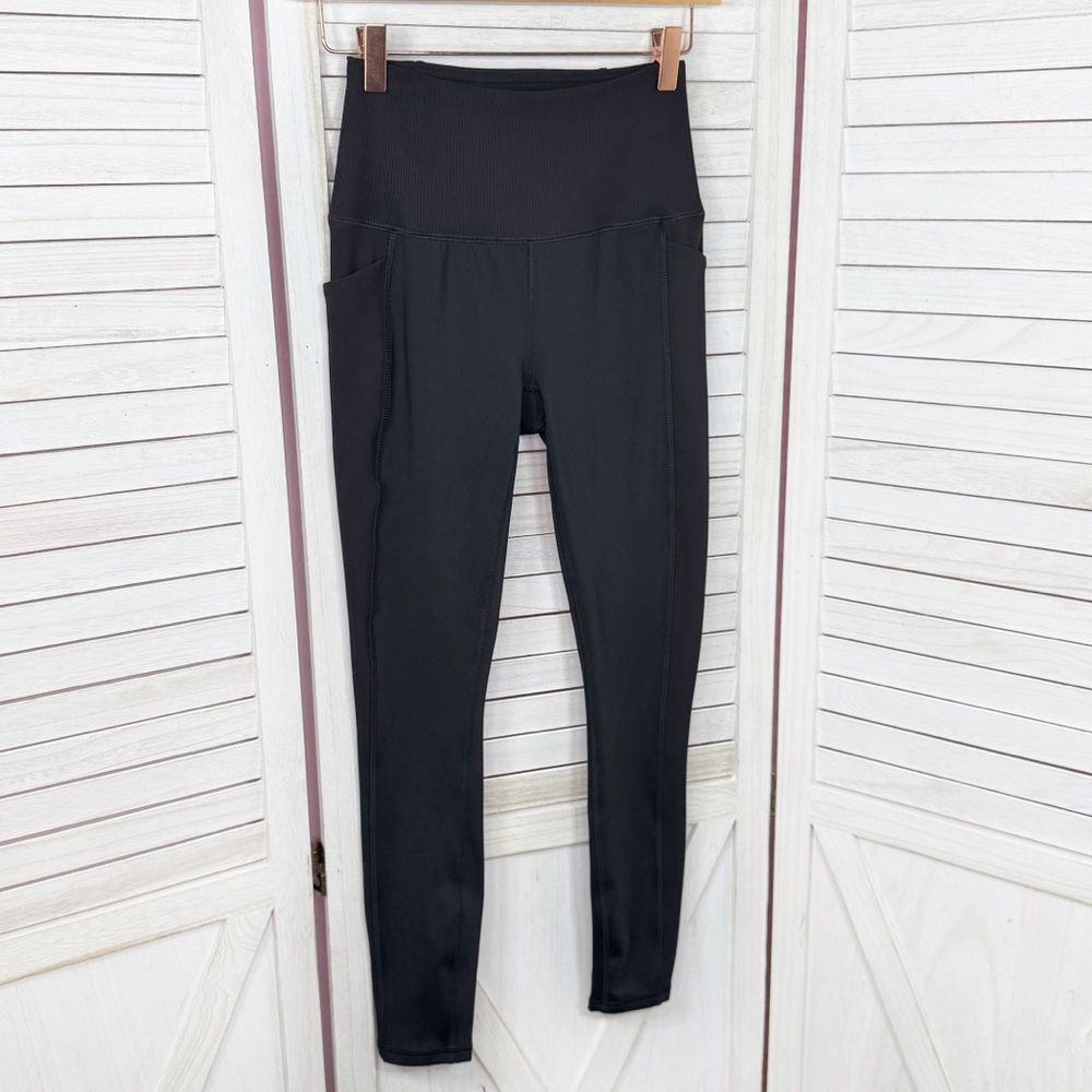 Spyder Dual Texture Leg Pocket High Rise Ankle Leggings Black XS